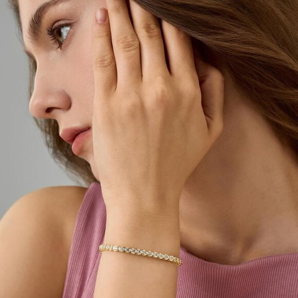 14K Gold Filled Tennis Bracelet for Women 2mm-3mm Cubic Zirconia Elegant Gift - Picture 5 of 9